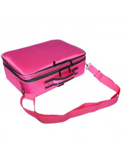 [US-W]Professional High-capacity Multilayer Portable Travel Makeup Bag with Shoulder Strap (Large) Rose Re